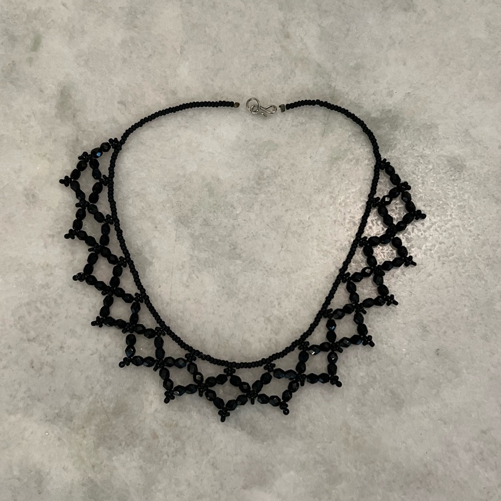 Black Czech crystal necklace coker